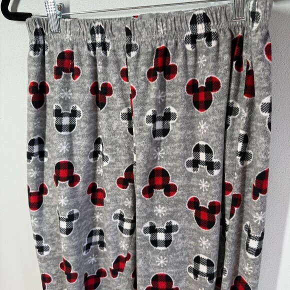 Disney Womens Gray Fleece Pajama Lounge Pants Plaid Mickey Mouse Pull On Medium - Picture 3 of 11